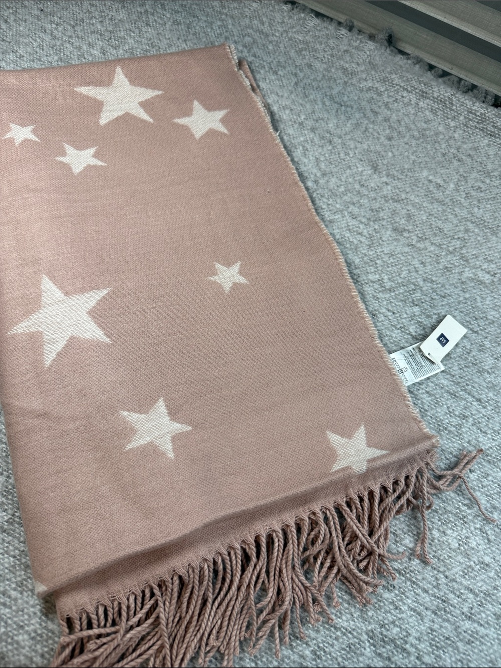 Gap One Size Scarf Pink Star Pattern NWT 76  x 24 Double Sided